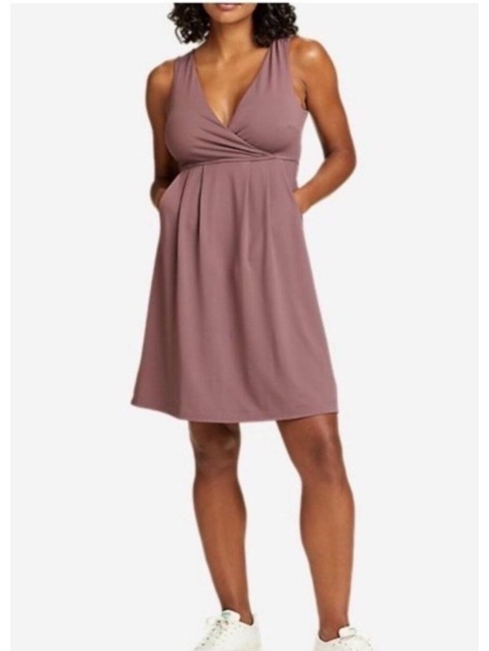 Eddie Bauer Women’s Dusty Rose Sleeveless Crossover Dress S